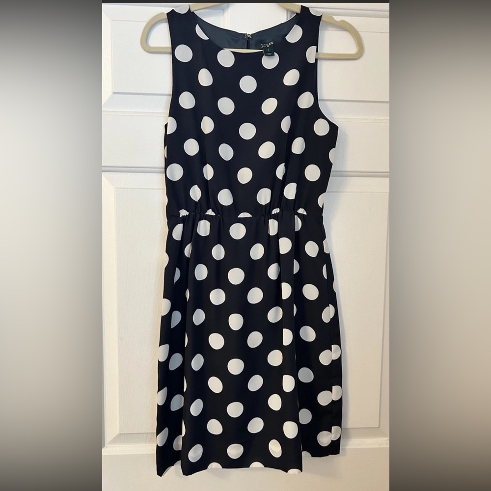 J. Crew Polka Dot Dress Blue White Preppy Sporty Coastal Sleeveless